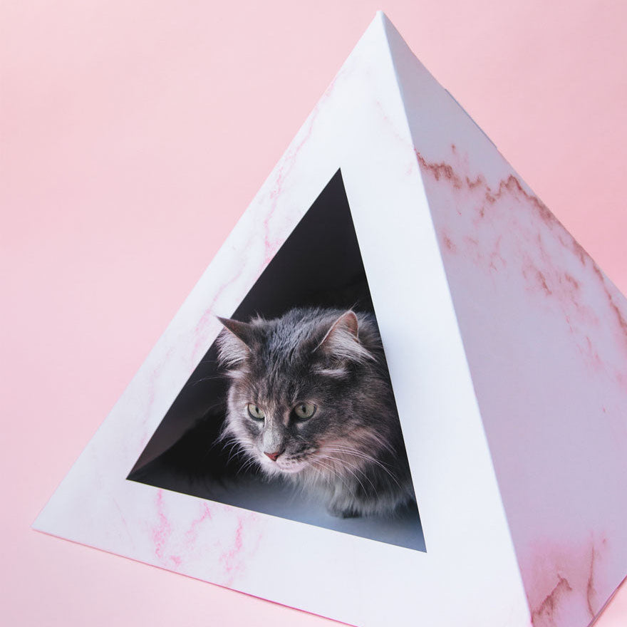 'Rose Quartz' Cardboard Cat Pyramid