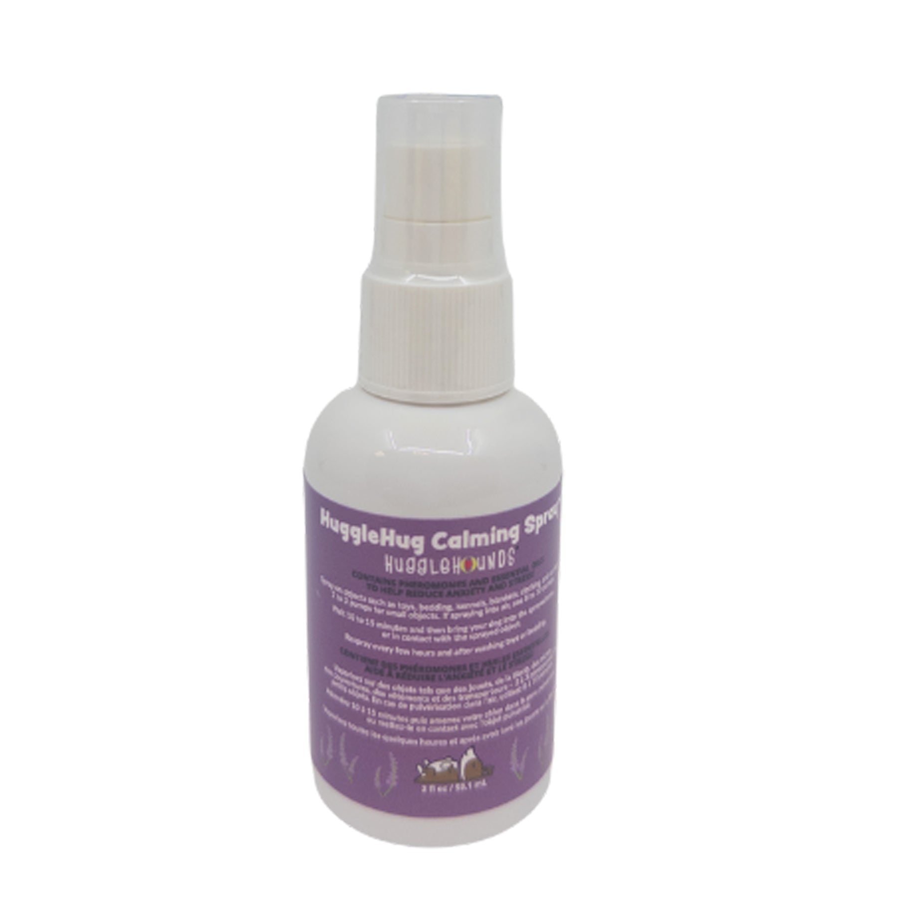 HuggleHug Calming Spray bottle on a white background.