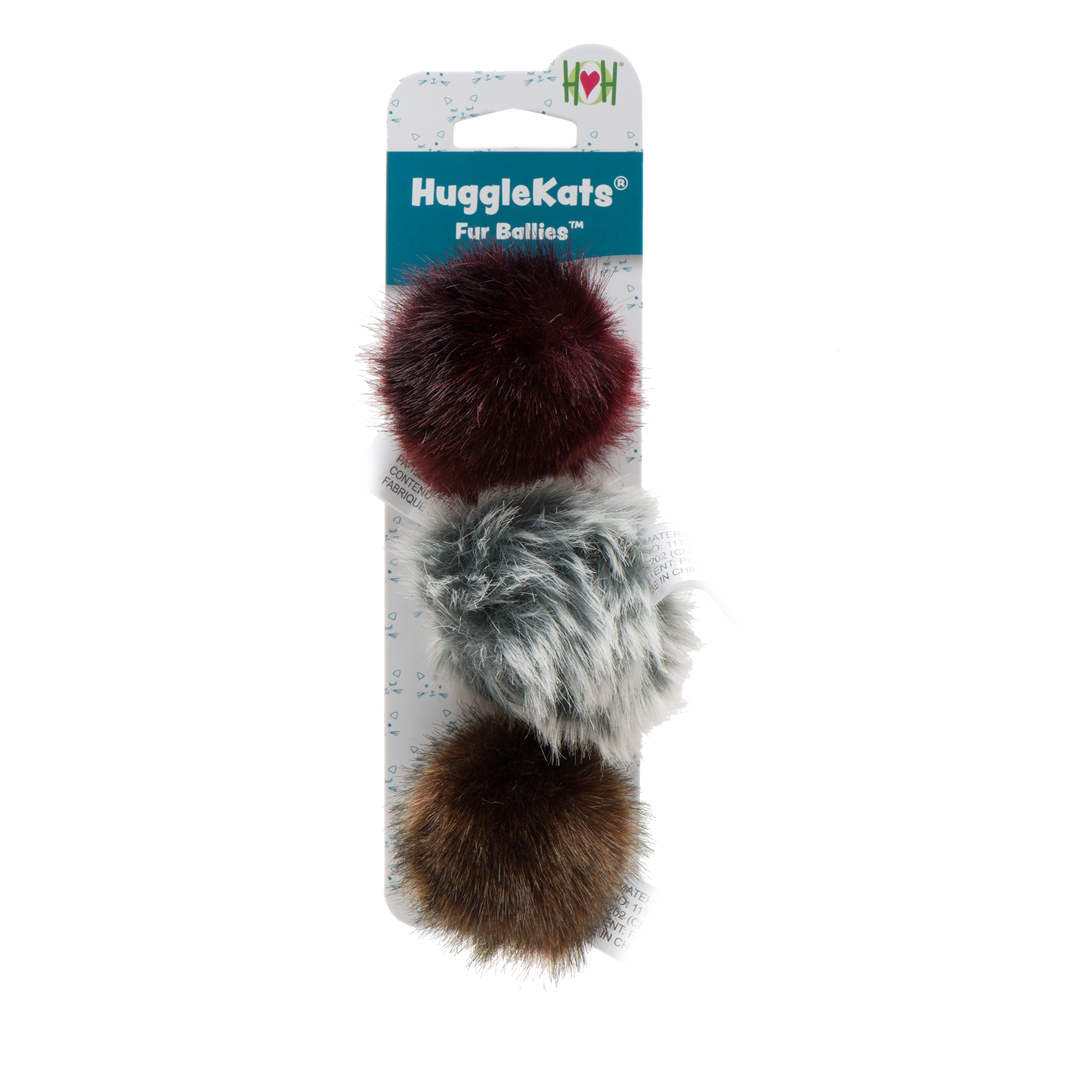 HuggleKats Fur Ball cat toy on a white background.