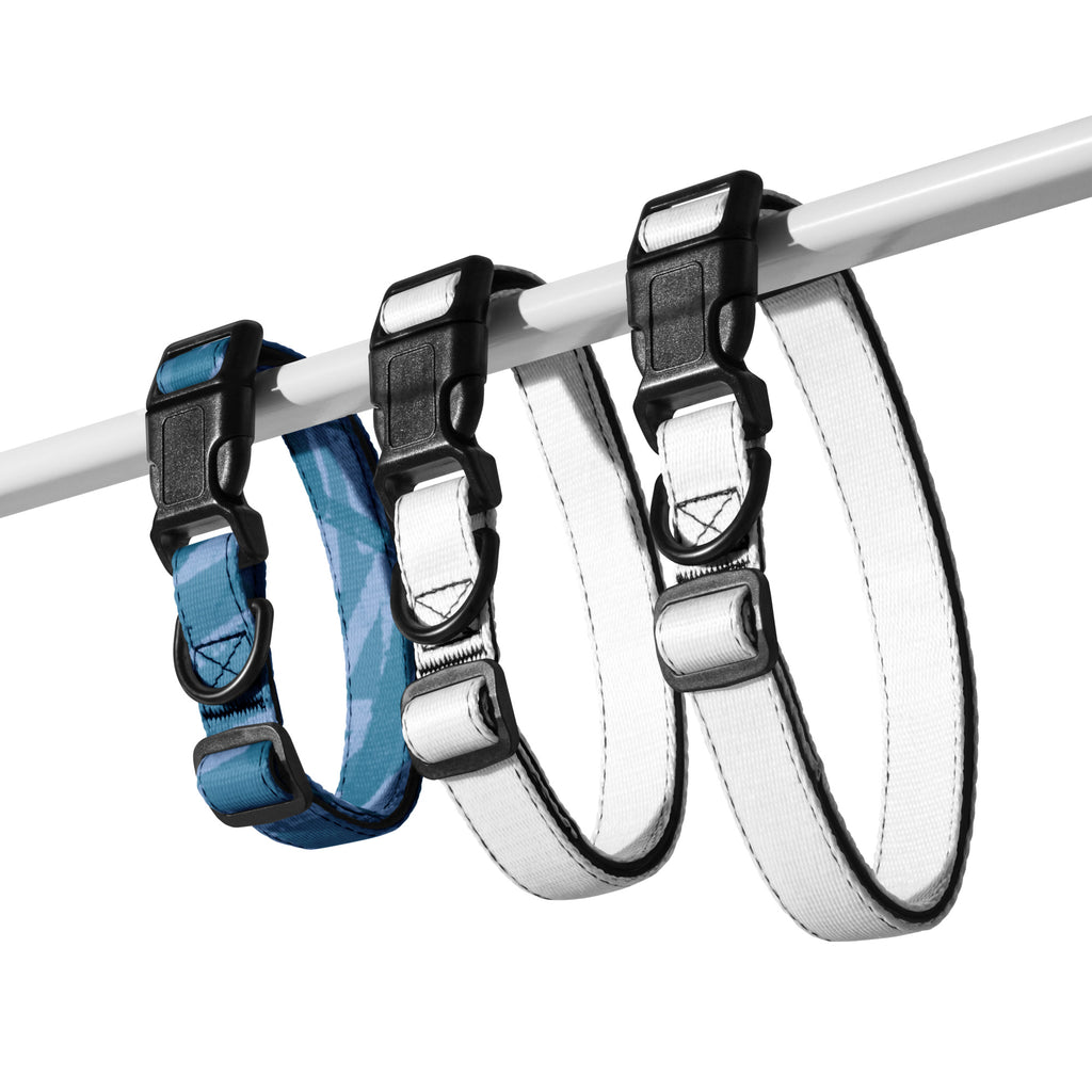 Sebastian & Clementine Blue Crosshatch Premium Adjustable Pet Collar