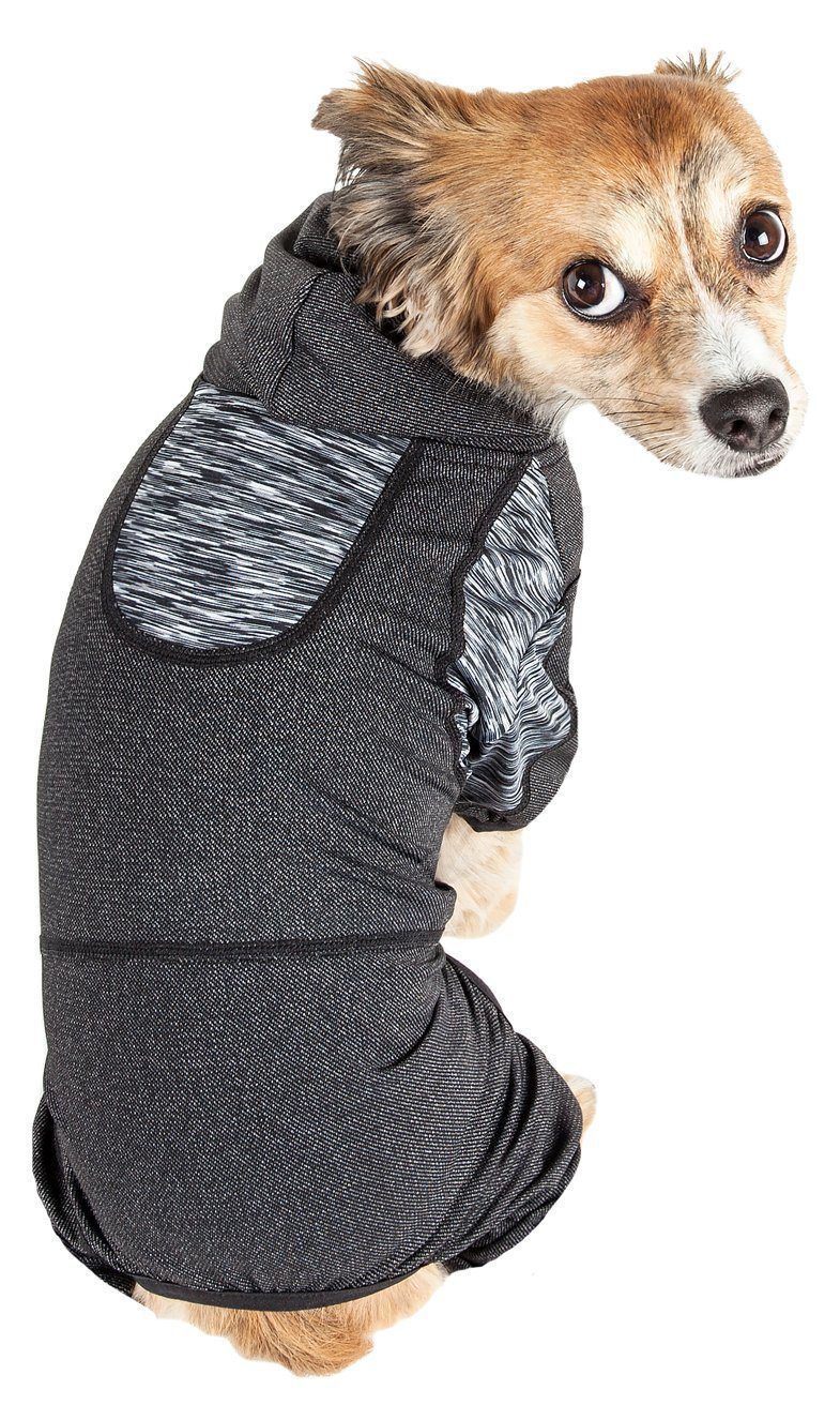 Pet Life® Active 'Pawsterity' Mediumweight 4-Way-Stretch Yoga Fitness Dog Tracksuit Hoodie