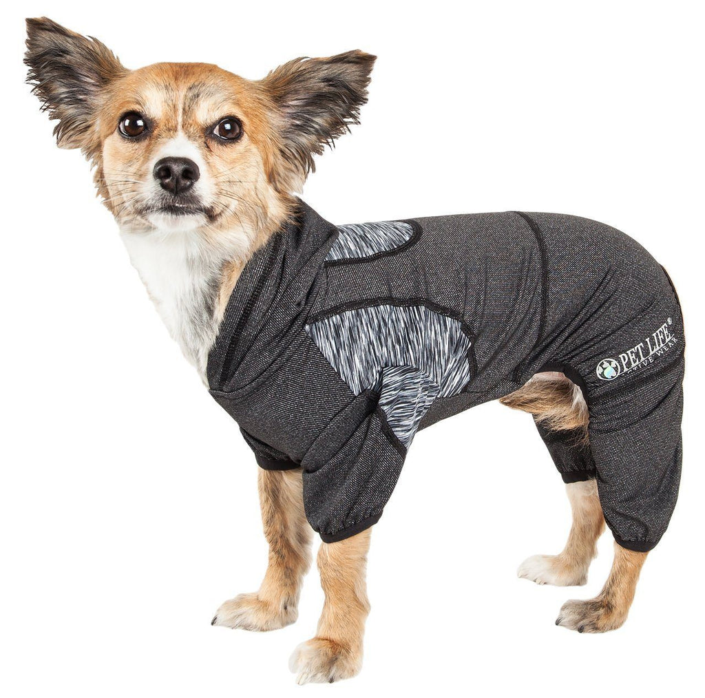 Pet Life® Active 'Pawsterity' Mediumweight 4-Way-Stretch Yoga Fitness Dog Tracksuit Hoodie