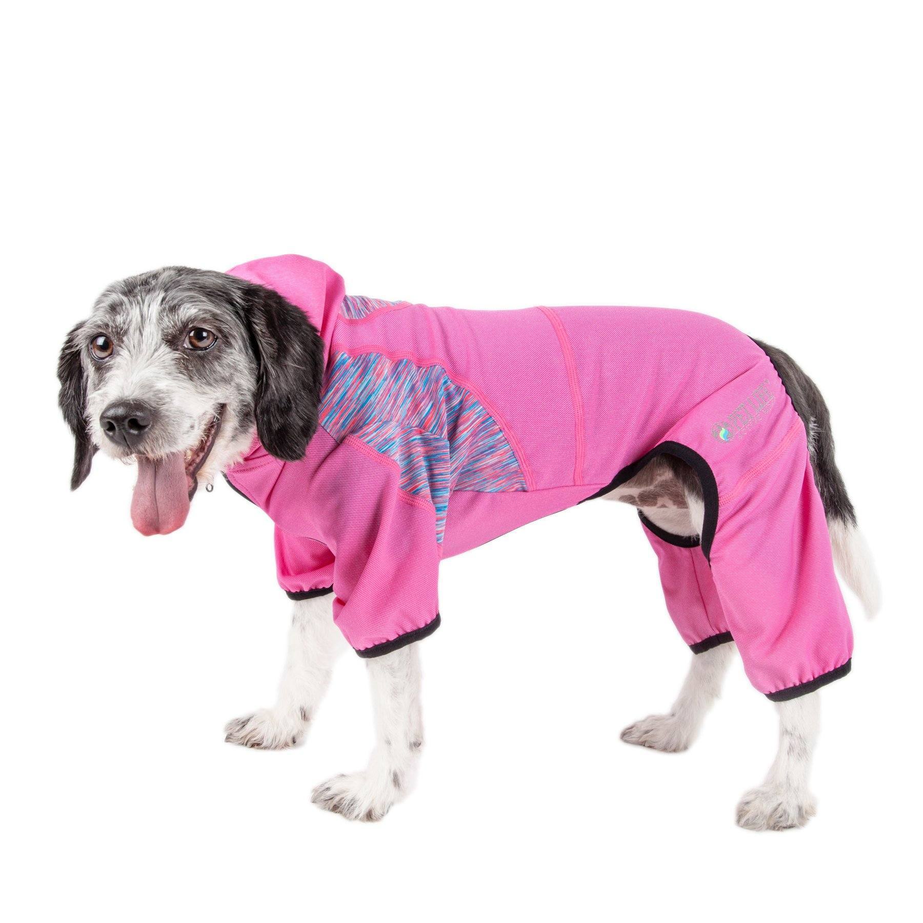 Pet Life® Active 'Pawsterity' Mediumweight 4-Way-Stretch Yoga Fitness Dog Tracksuit Hoodie