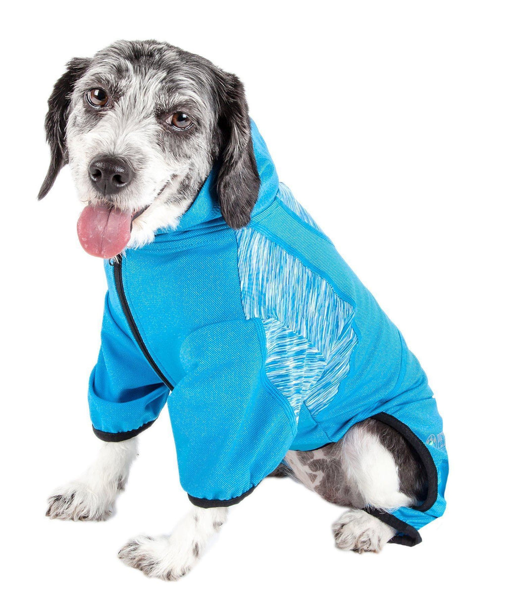 Pet Life® Active 'Pawsterity' Mediumweight 4-Way-Stretch Yoga Fitness Dog Tracksuit Hoodie