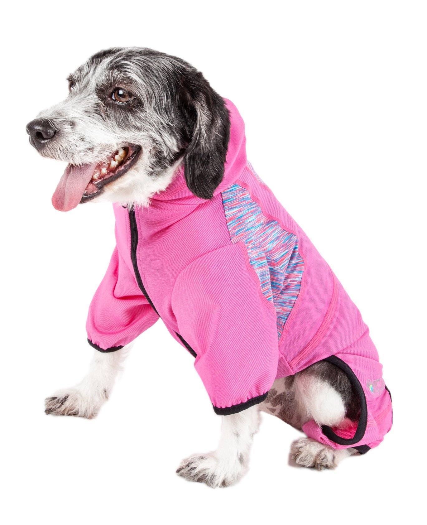 Pet Life® Active 'Pawsterity' Mediumweight 4-Way-Stretch Yoga Fitness Dog Tracksuit Hoodie