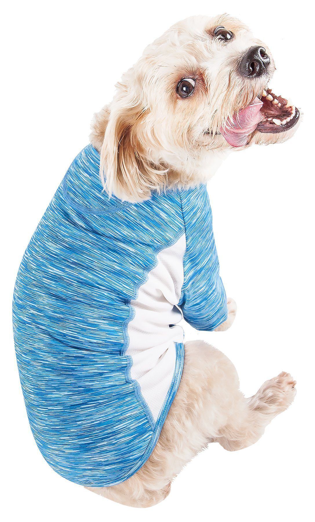 Pet Life® Active 'Warf Speed' Heathered Ultra-Stretch Yoga Fitness Dog T-Shirt