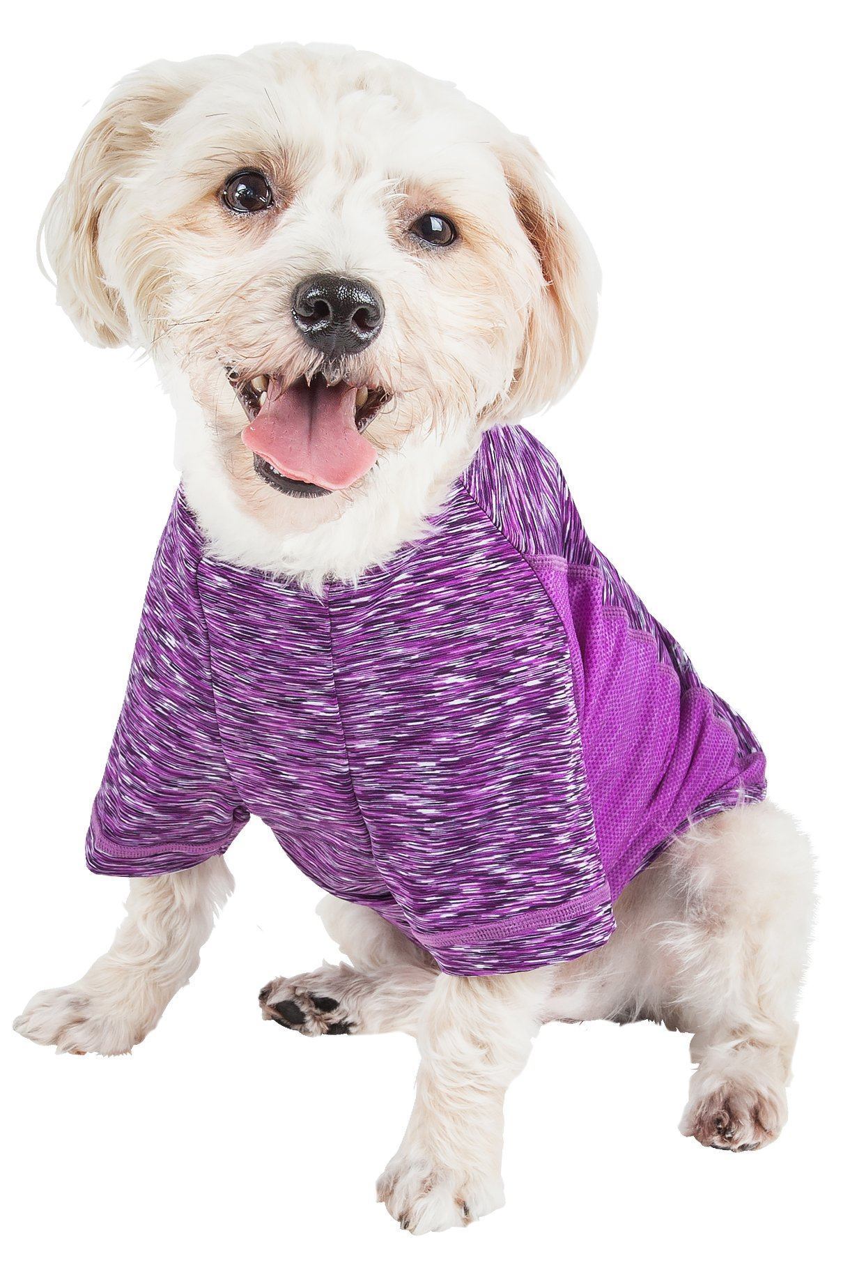 Pet Life® Active 'Warf Speed' Heathered Ultra-Stretch Yoga Fitness Dog T-Shirt