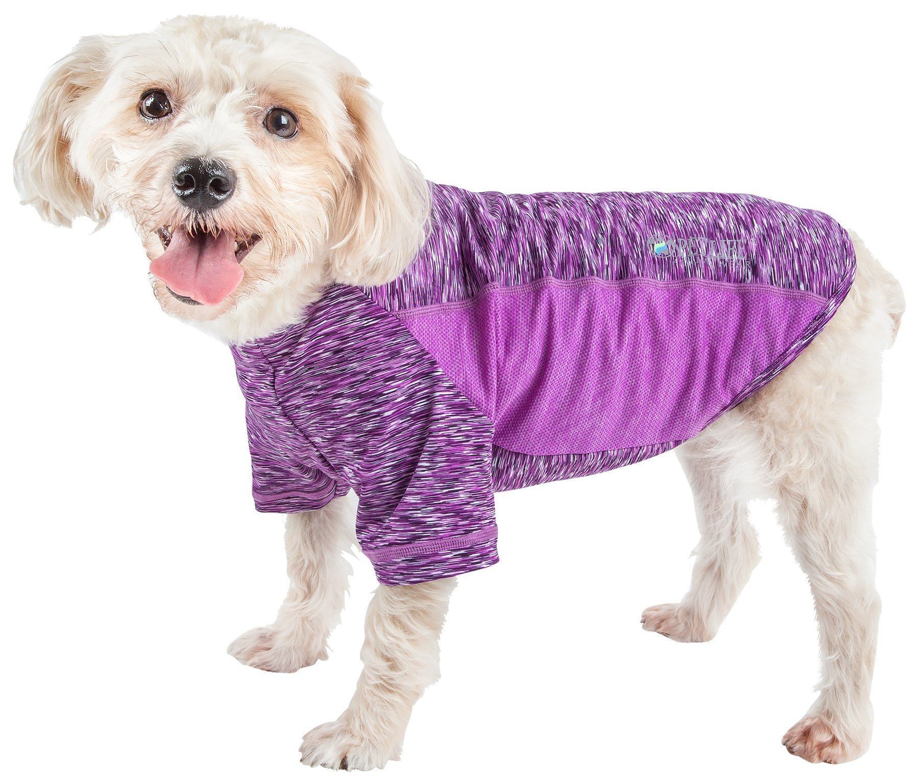 Pet Life® Active 'Warf Speed' Heathered Ultra-Stretch Yoga Fitness Dog T-Shirt