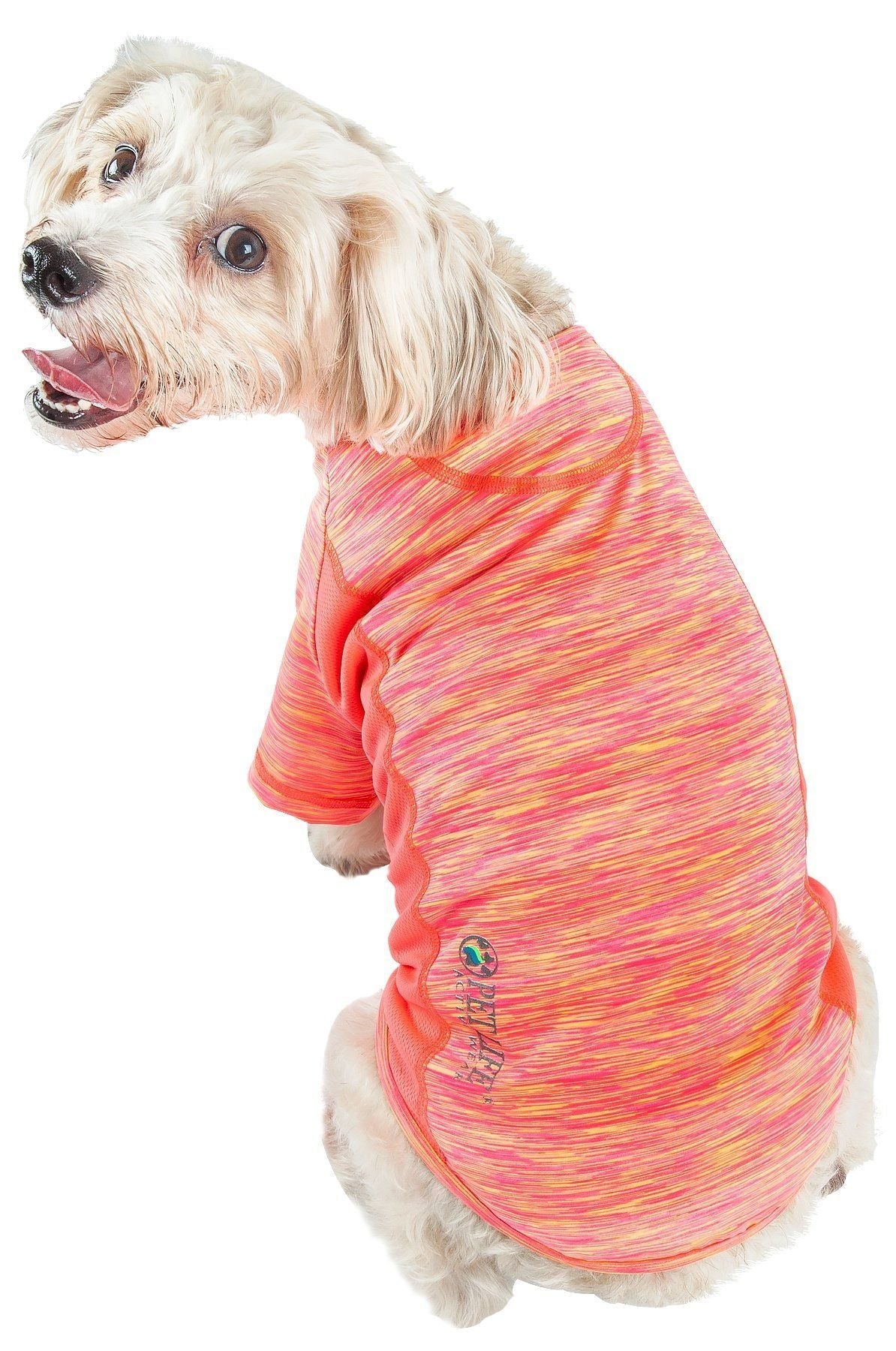 Pet Life® Active 'Warf Speed' Heathered Ultra-Stretch Yoga Fitness Dog T-Shirt