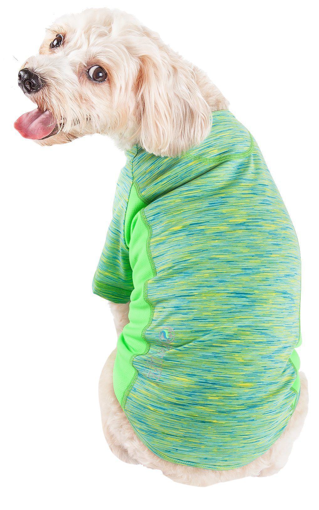 Pet Life® Active 'Warf Speed' Heathered Ultra-Stretch Yoga Fitness Dog T-Shirt