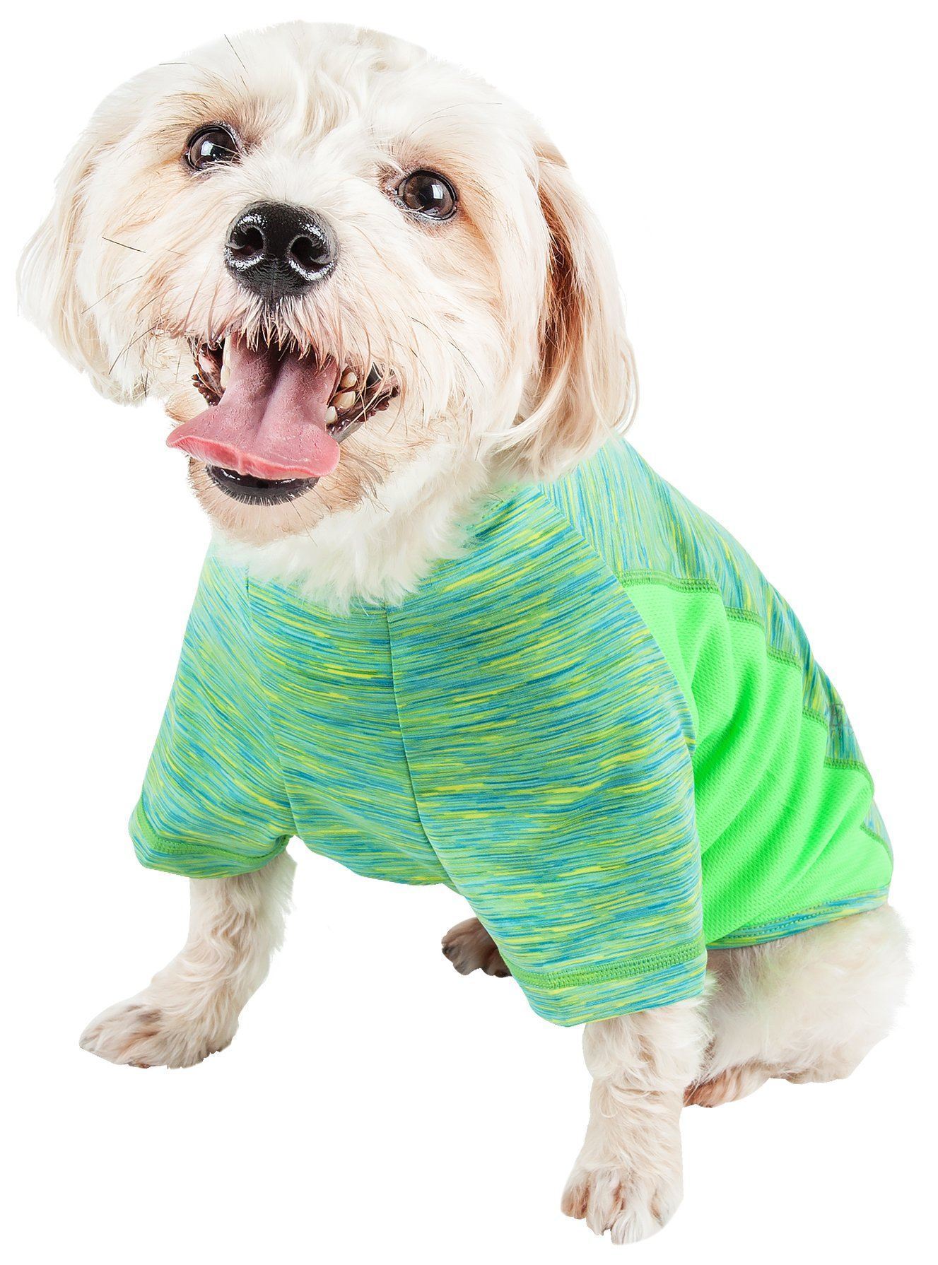 Pet Life® Active 'Warf Speed' Heathered Ultra-Stretch Yoga Fitness Dog T-Shirt