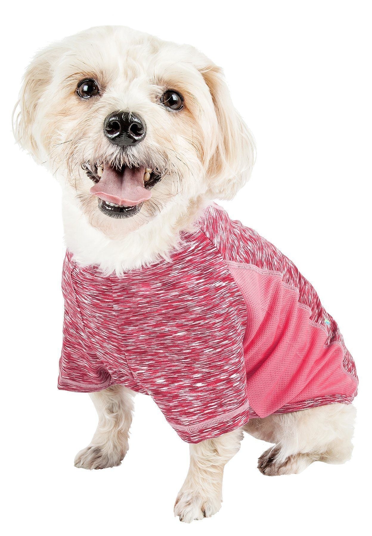 Pet Life® Active 'Warf Speed' Heathered Ultra-Stretch Yoga Fitness Dog T-Shirt
