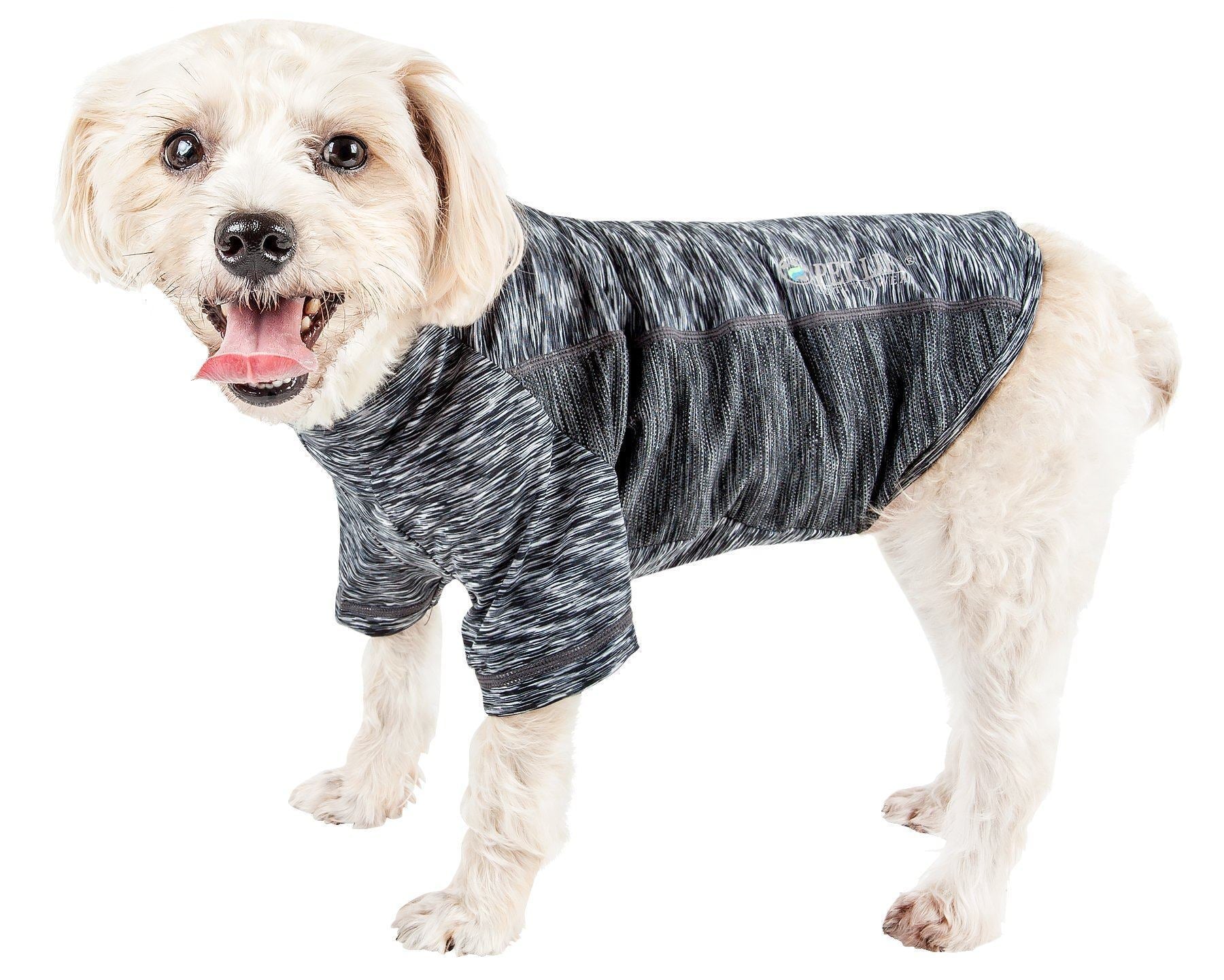 Pet Life® Active 'Warf Speed' Heathered Ultra-Stretch Yoga Fitness Dog T-Shirt
