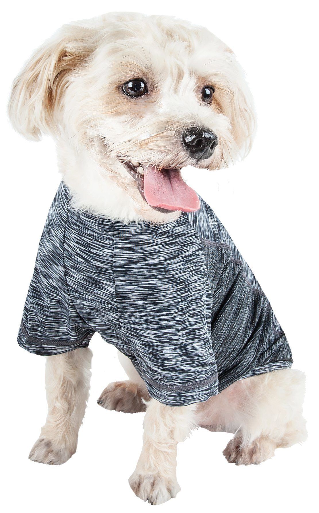 Pet Life® Active 'Warf Speed' Heathered Ultra-Stretch Yoga Fitness Dog T-Shirt