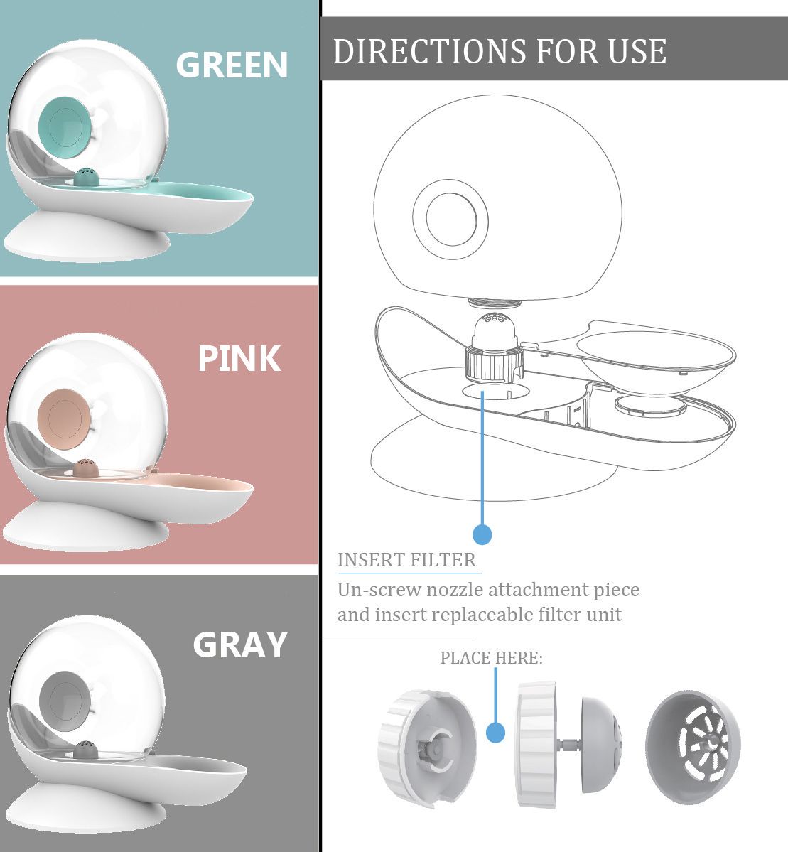Pet Life® 'Auto-Myst' Snail Shaped 2-in-1 Automated Gravity Pet Filtered Water Dispenser and Food Bowl