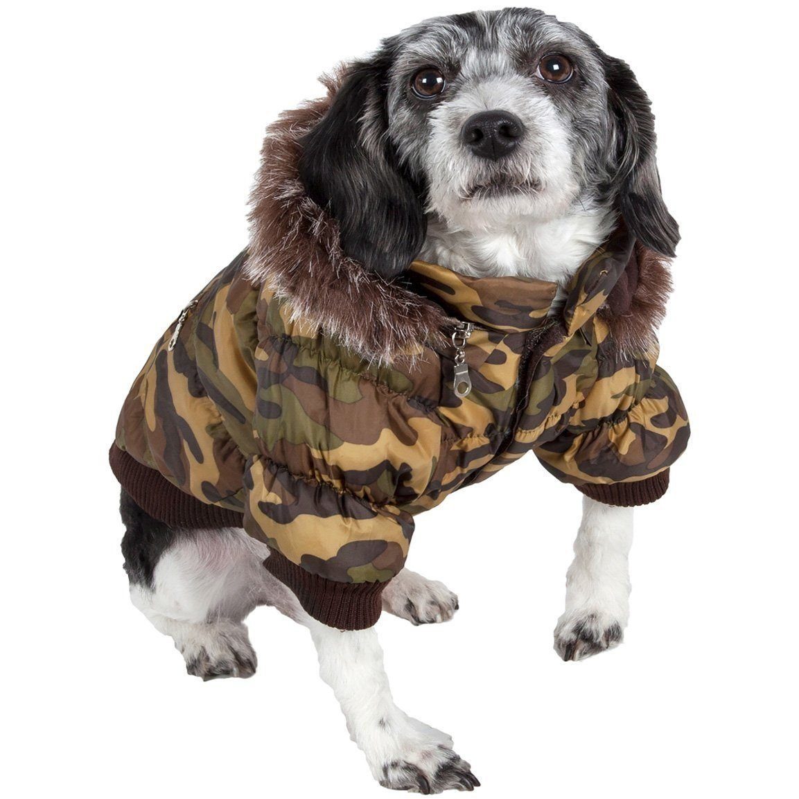Pet Life® Classic Metallic Fashion 3M Insulated Dog Coat Parka w/ Removable Hood