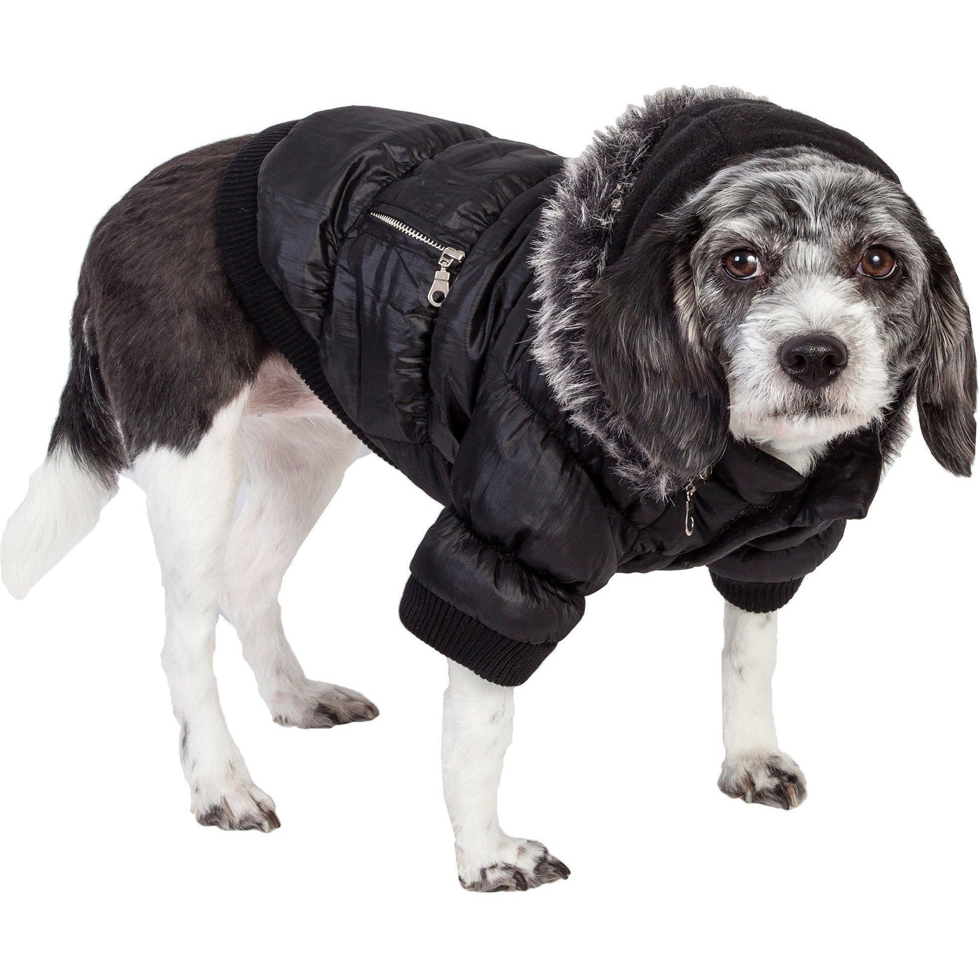 Pet Life® Classic Metallic Fashion 3M Insulated Dog Coat Parka w/ Removable Hood