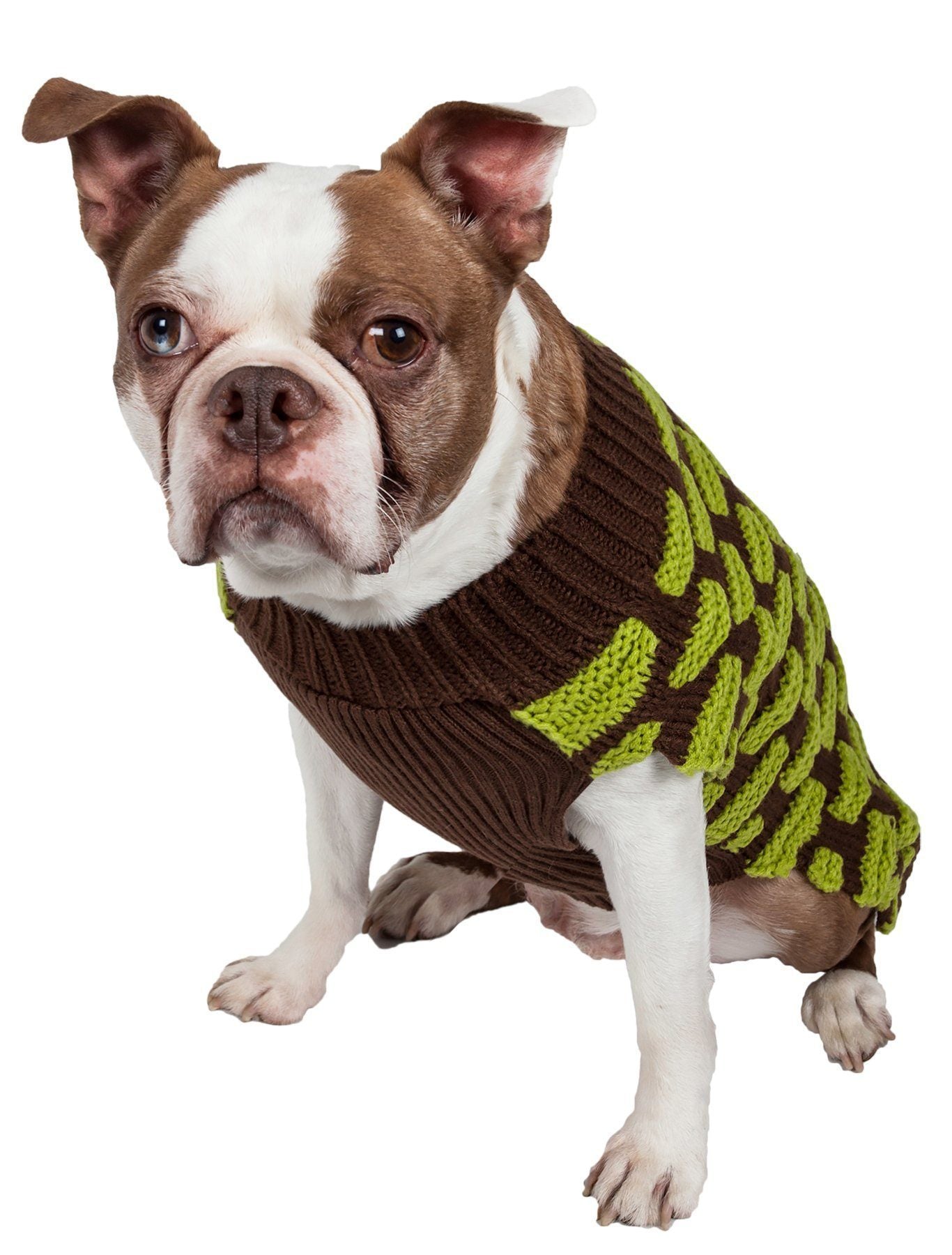 Pet Life® Fashion Weaved Heavy Knit Designer Ribbed Turtle Neck Dog Sweater