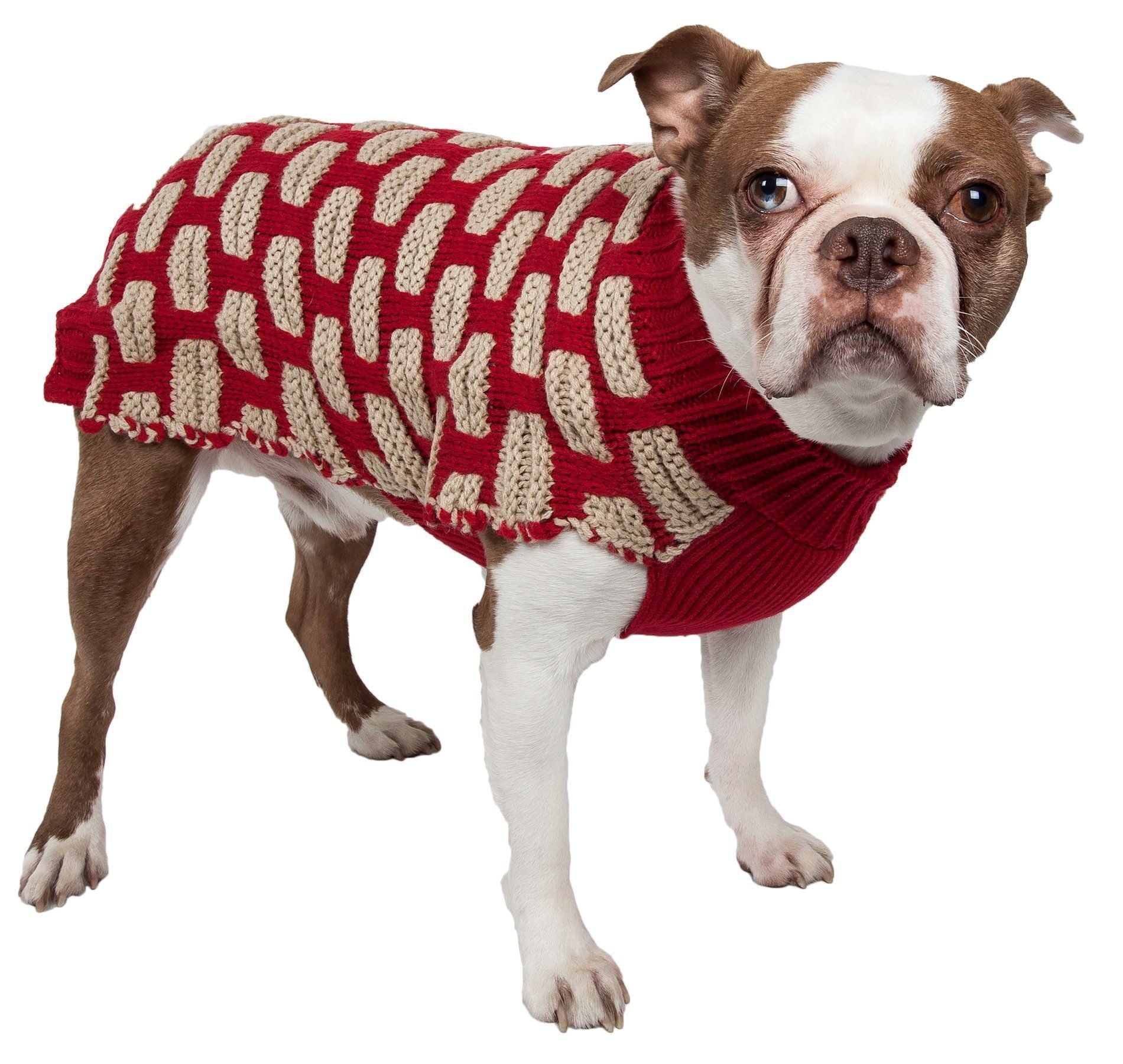 Pet Life® Fashion Weaved Heavy Knit Designer Ribbed Turtle Neck Dog Sweater
