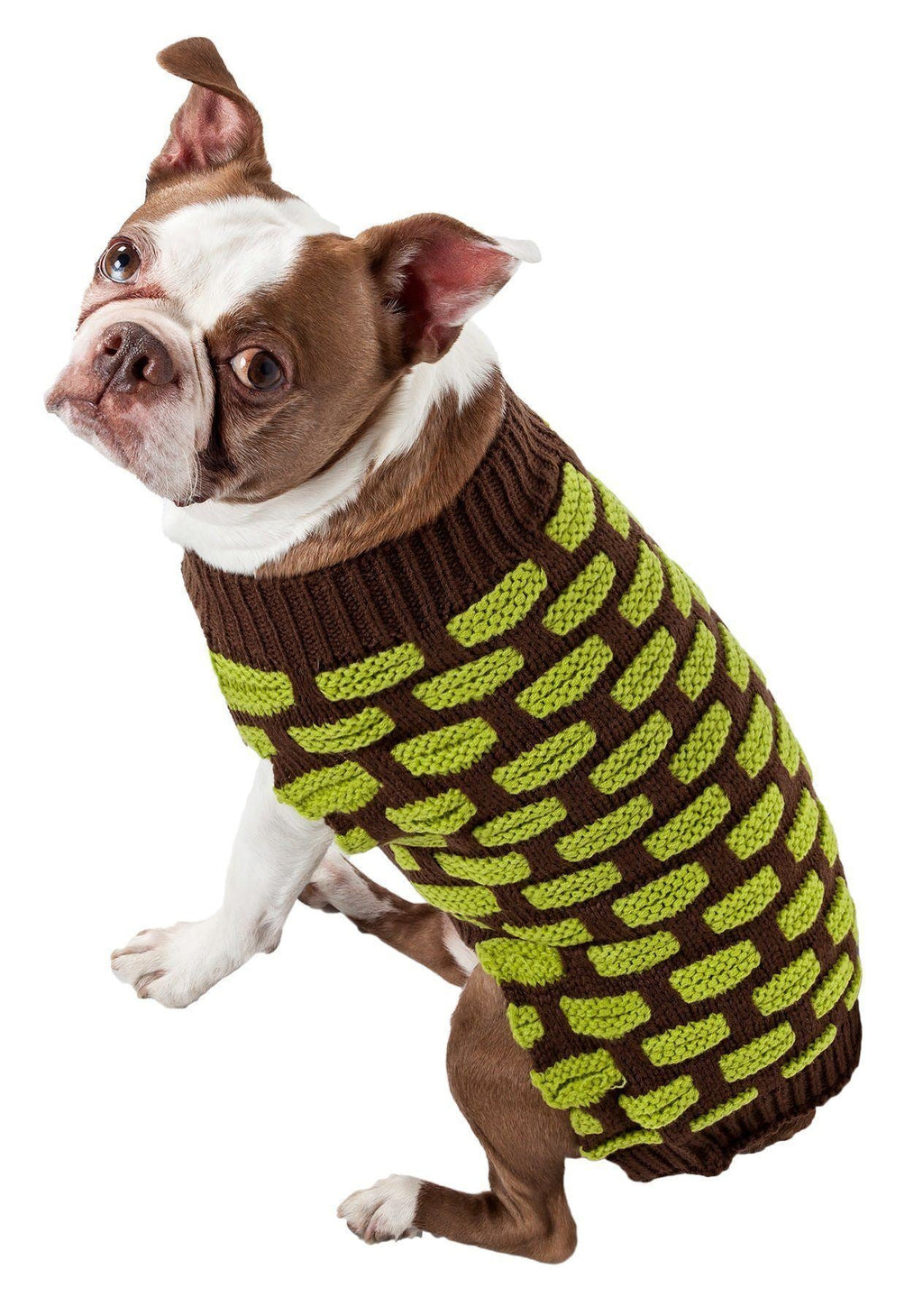 Pet Life® Fashion Weaved Heavy Knit Designer Ribbed Turtle Neck Dog Sweater