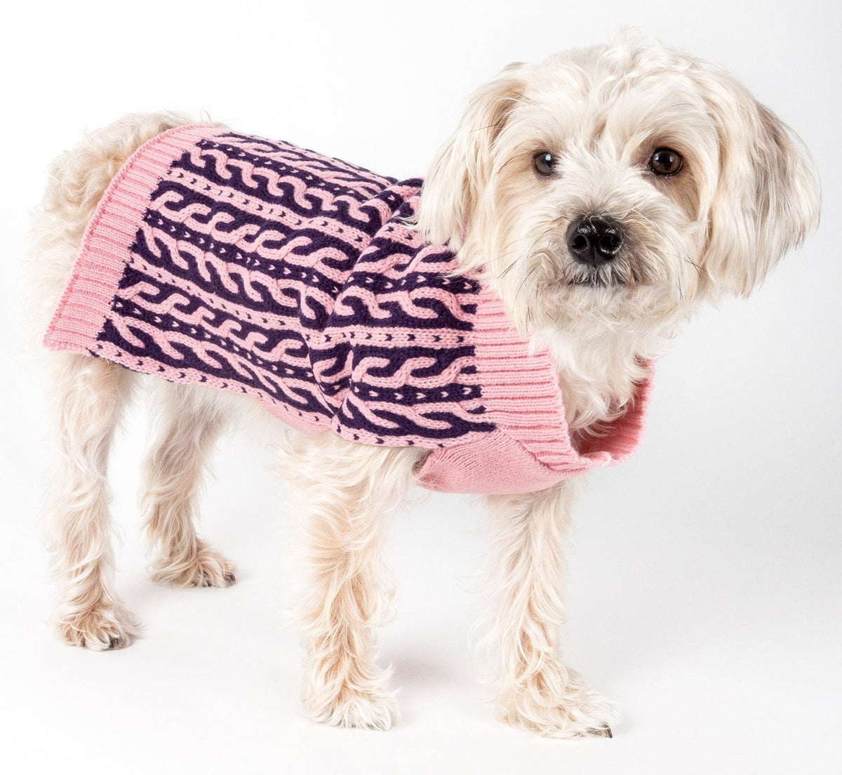 Pet Life® 'Harmonious' Dual Color Weaved Heavy Cable Knitted Sweater