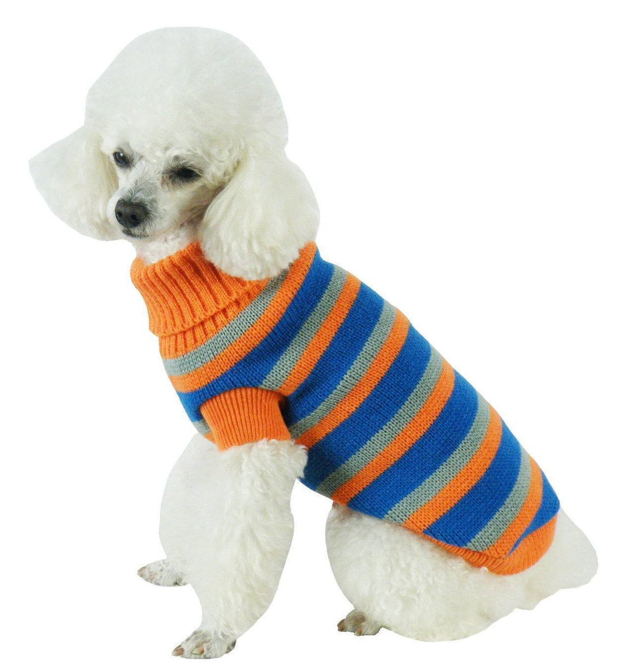 Pet Life ® Heavy Cable Knitted Striped Fashion Designer Polo Dog Sweater