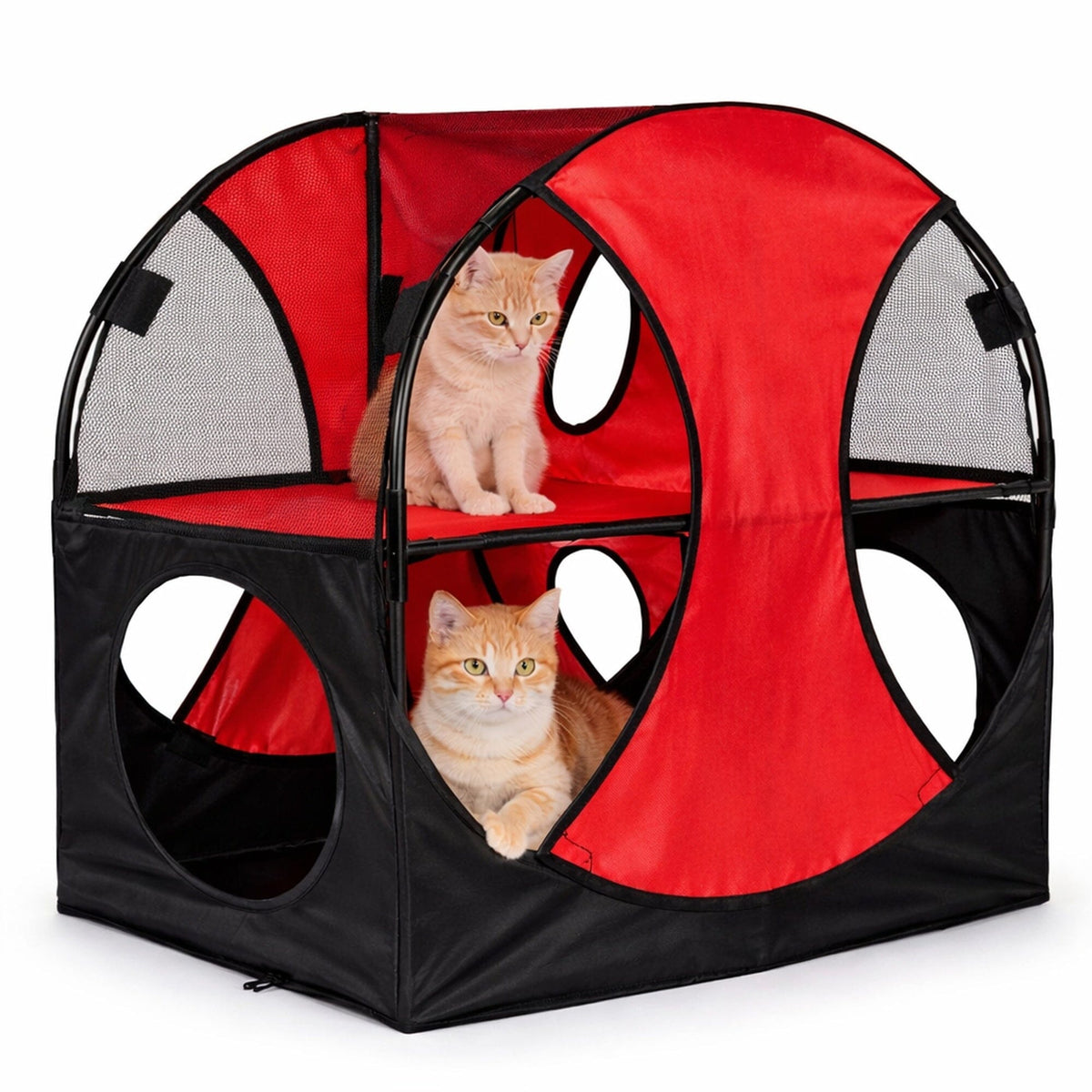 Pet Life® 'Kitty-Play' Collapsible Travel Interactive Kitty Cat Tree Maze House Lounger Tunnel Lounge