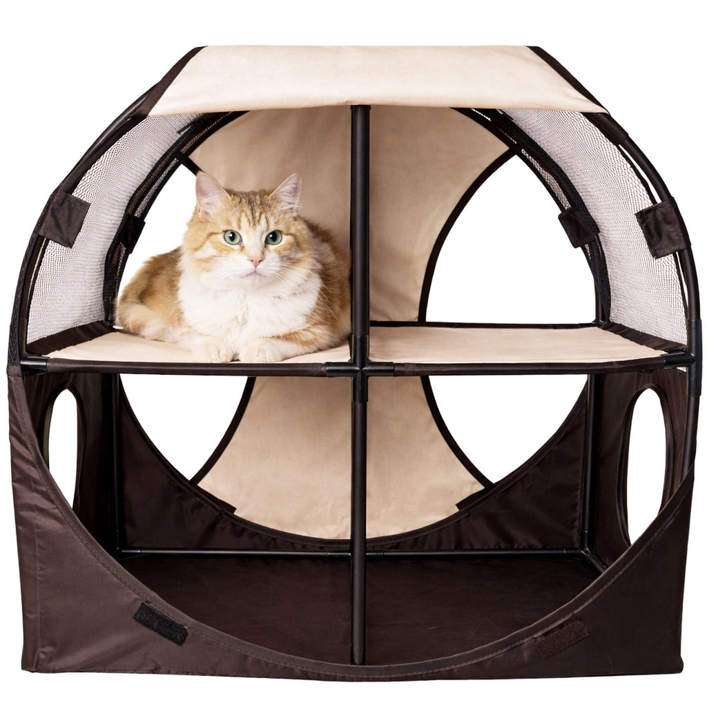 Pet Life® 'Kitty-Play' Collapsible Travel Interactive Kitty Cat Tree Maze House Lounger Tunnel Lounge