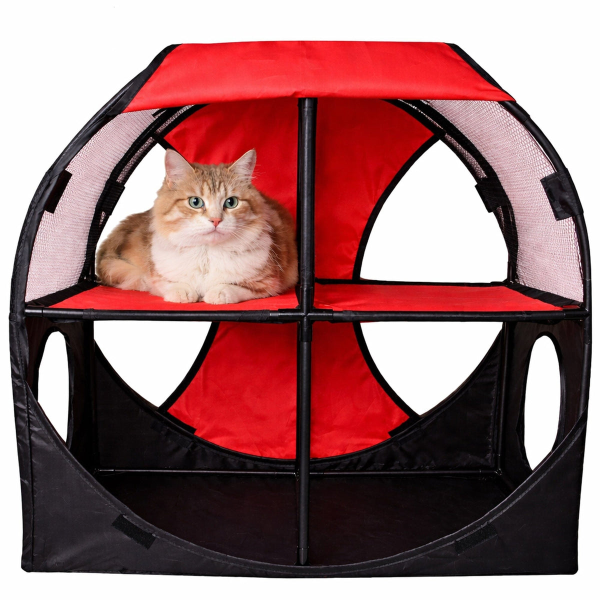 Pet Life® 'Kitty-Play' Collapsible Travel Interactive Kitty Cat Tree Maze House Lounger Tunnel Lounge