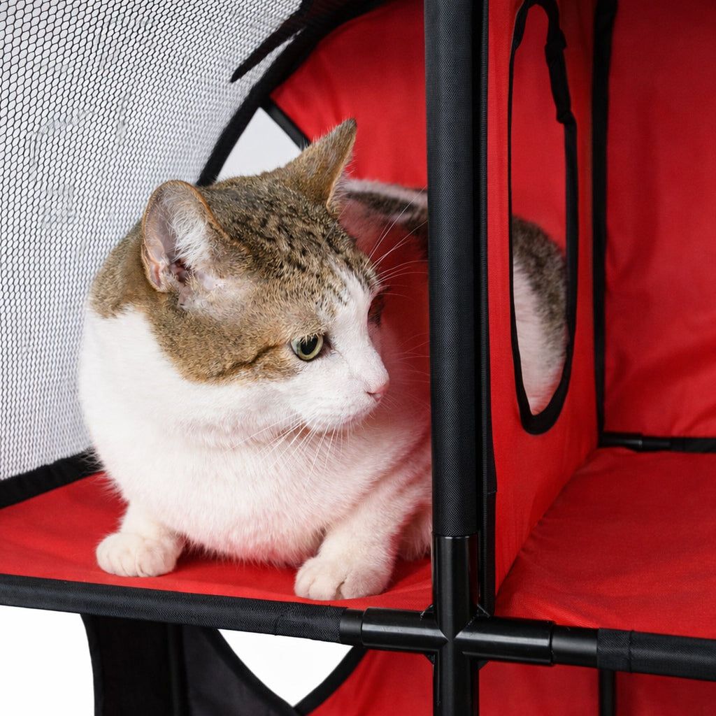 Pet Life® 'Kitty-Play' Collapsible Travel Interactive Kitty Cat Tree Maze House Lounger Tunnel Lounge