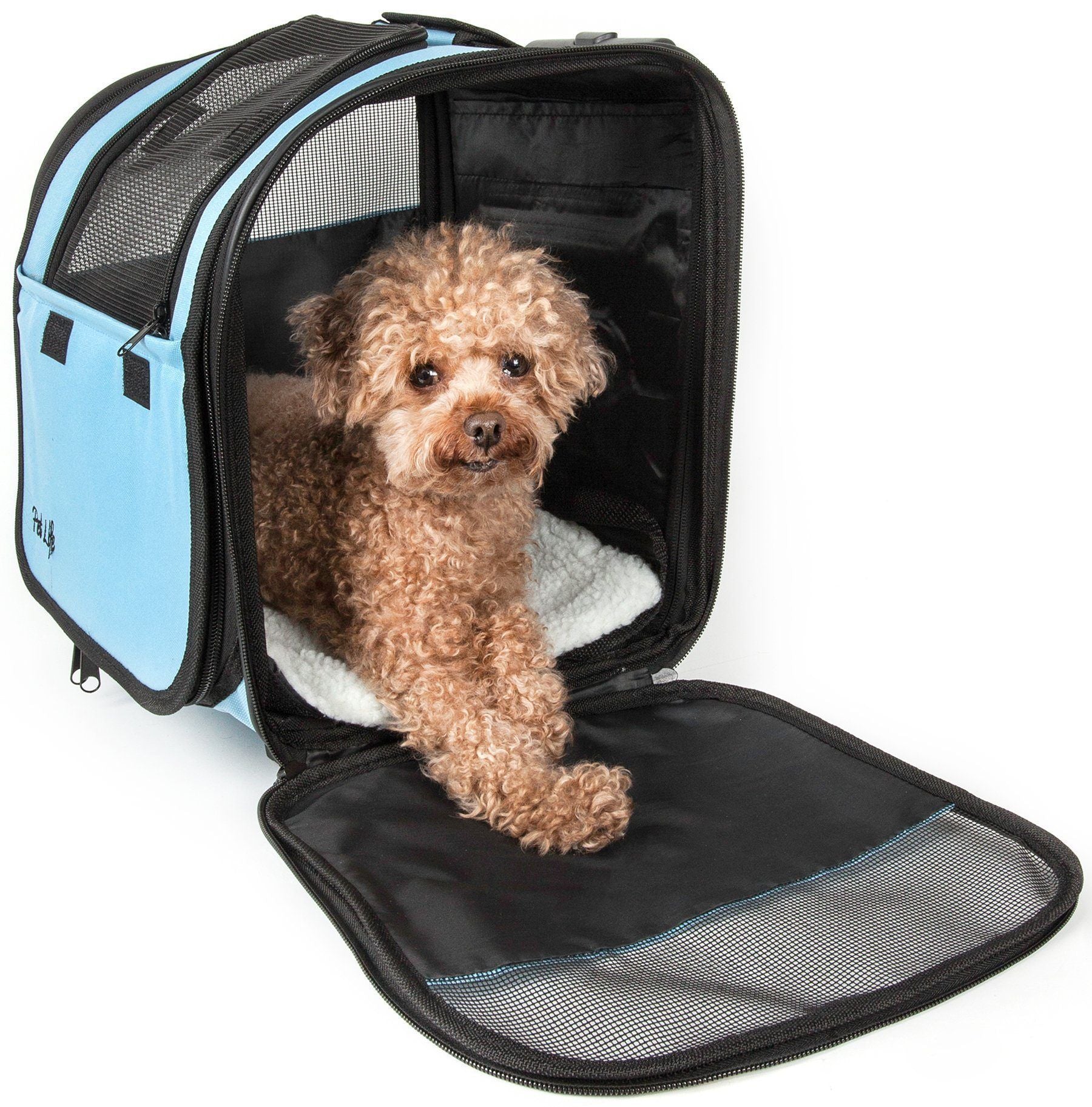Pet Life® 'Pawdon Me '  Wheeled Airline Approved Travel Collapsible Pet Dog Carrier
