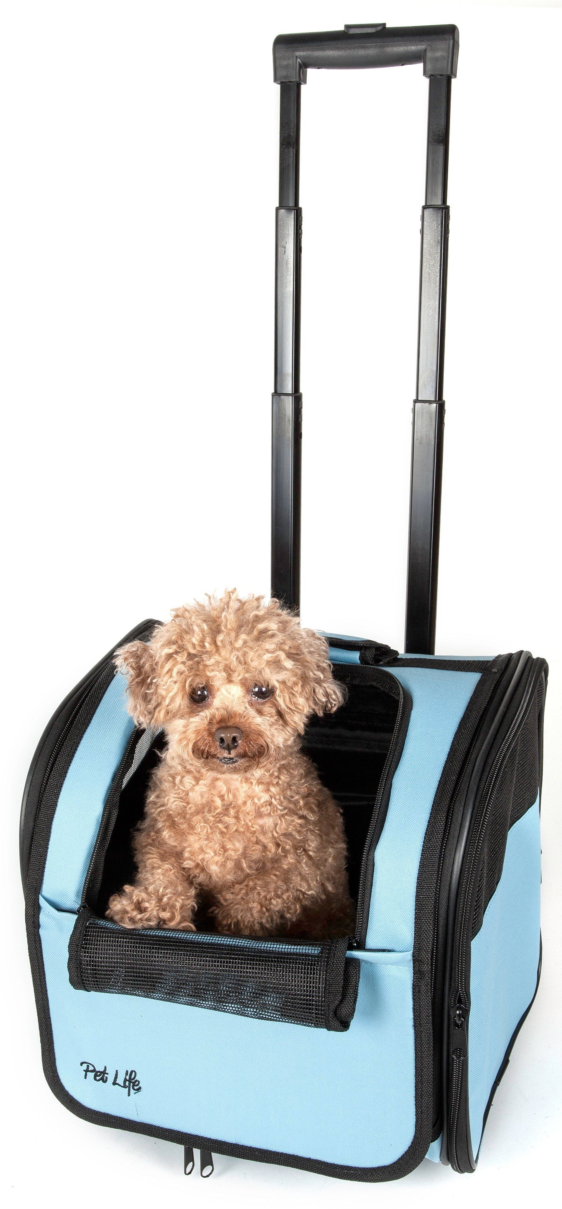 Pet Life® 'Pawdon Me '  Wheeled Airline Approved Travel Collapsible Pet Dog Carrier