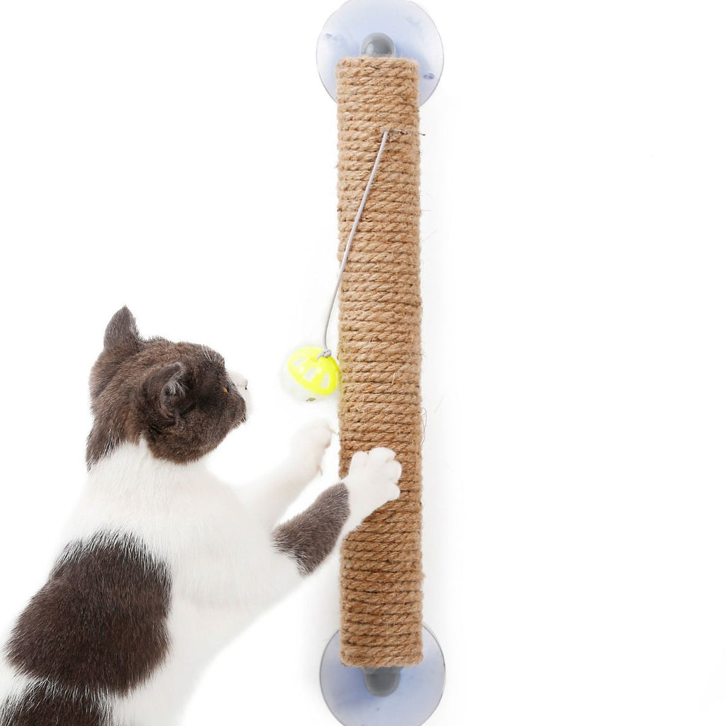 Pet Life® 'Stick N' Claw' Sisal Rope and Toy Suction Cup Stick Shaped Cat Scratcher