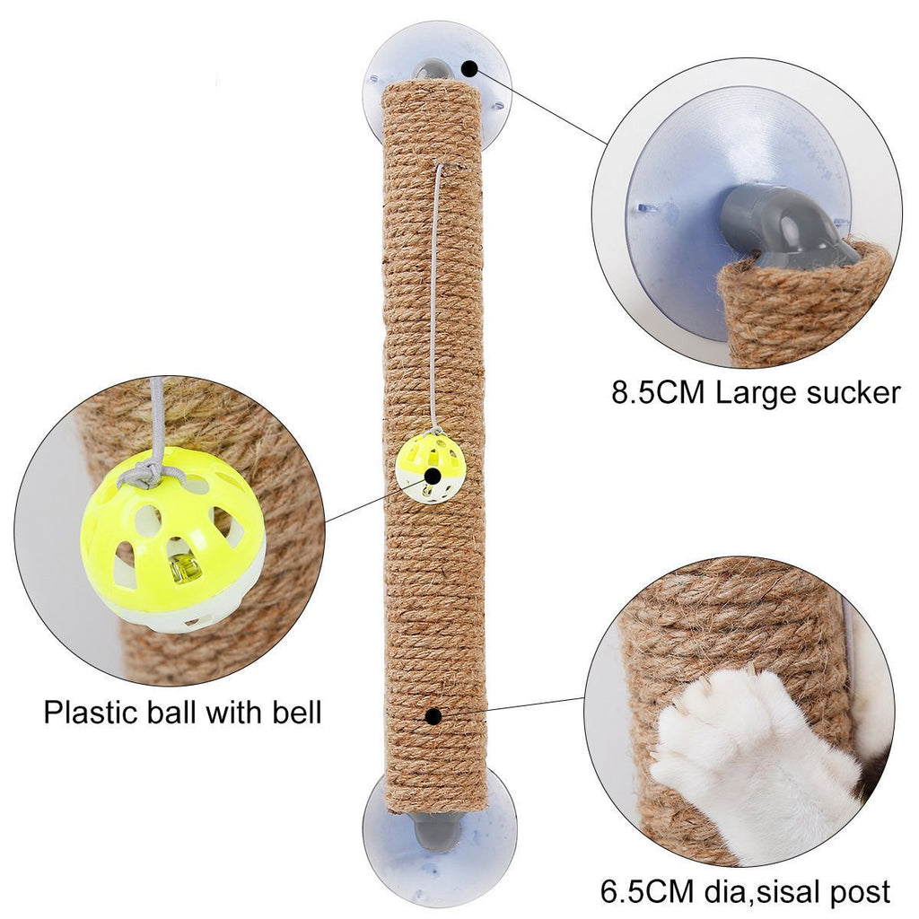 Pet Life® 'Stick N' Claw' Sisal Rope and Toy Suction Cup Stick Shaped Cat Scratcher