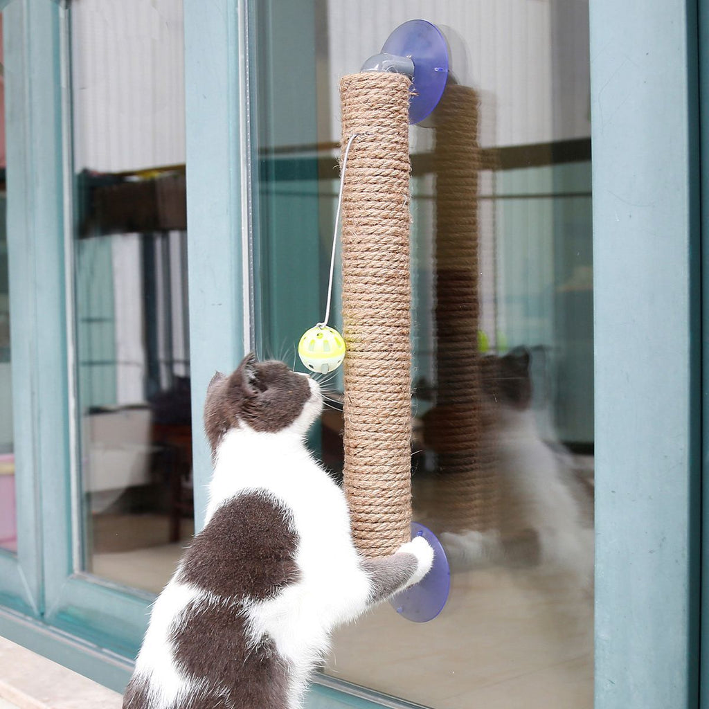 Pet Life® 'Stick N' Claw' Sisal Rope and Toy Suction Cup Stick Shaped Cat Scratcher