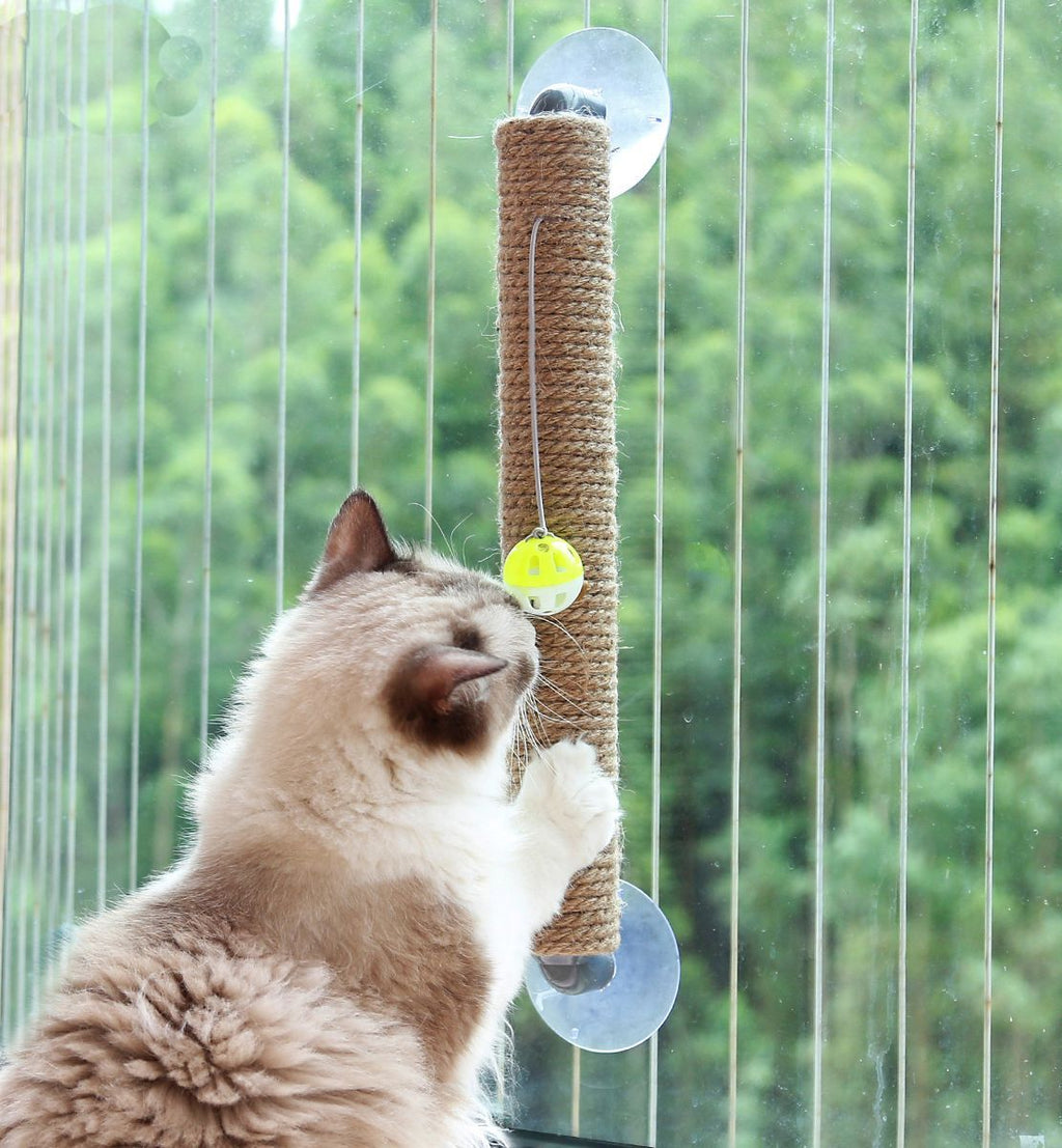 Pet Life® 'Stick N' Claw' Sisal Rope and Toy Suction Cup Stick Shaped Cat Scratcher