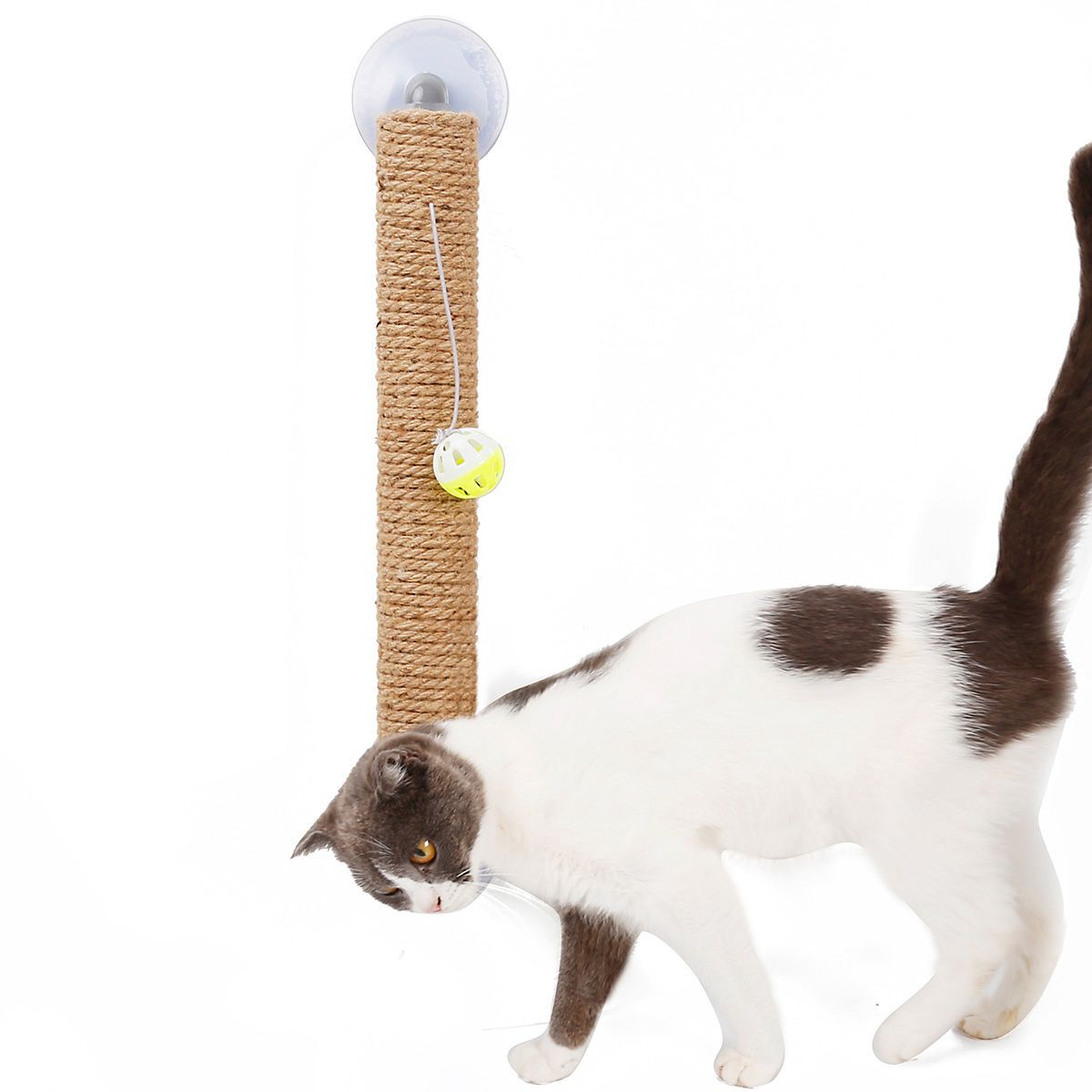 Pet Life® 'Stick N' Claw' Sisal Rope and Toy Suction Cup Stick Shaped Cat Scratcher