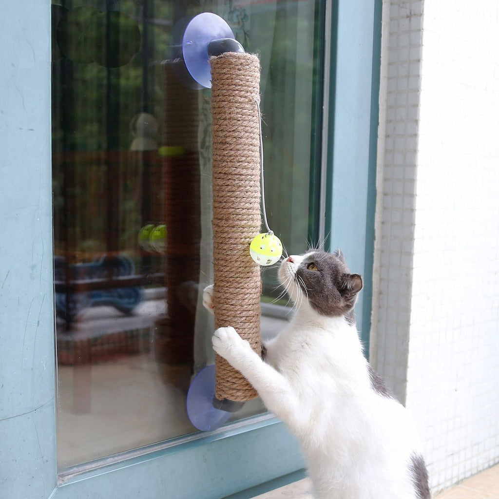Pet Life® 'Stick N' Claw' Sisal Rope and Toy Suction Cup Stick Shaped Cat Scratcher