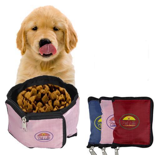 Pet Life® Wallet Folding Waterproof Zippered Folding Pet Travel Cat and Dog Bowl