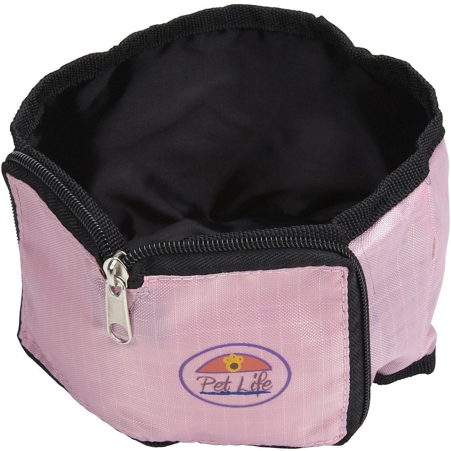 Pet Life® Wallet Folding Waterproof Zippered Folding Pet Travel Cat and Dog Bowl