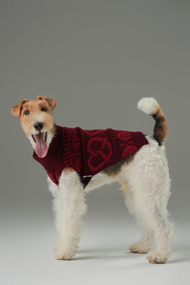 Pehom | Pretzel Pet Sweater - Burgundy Red