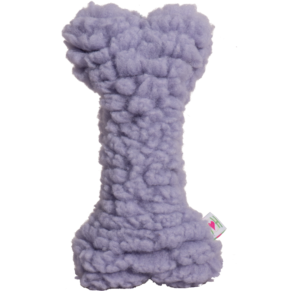 Purple textured dog bone toy on a white background.