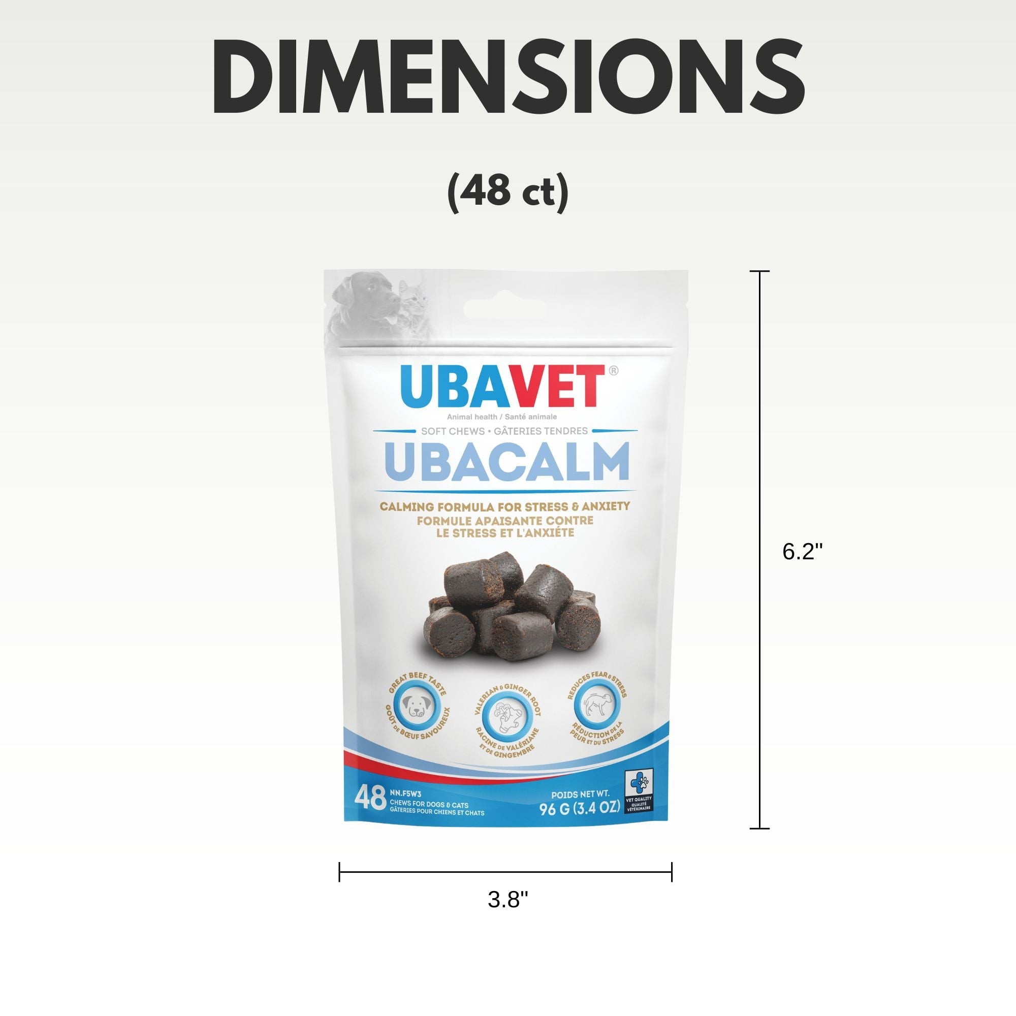 UBAVET Ubacalm Calming and Stress Relief Soft Dog and Cat Chews