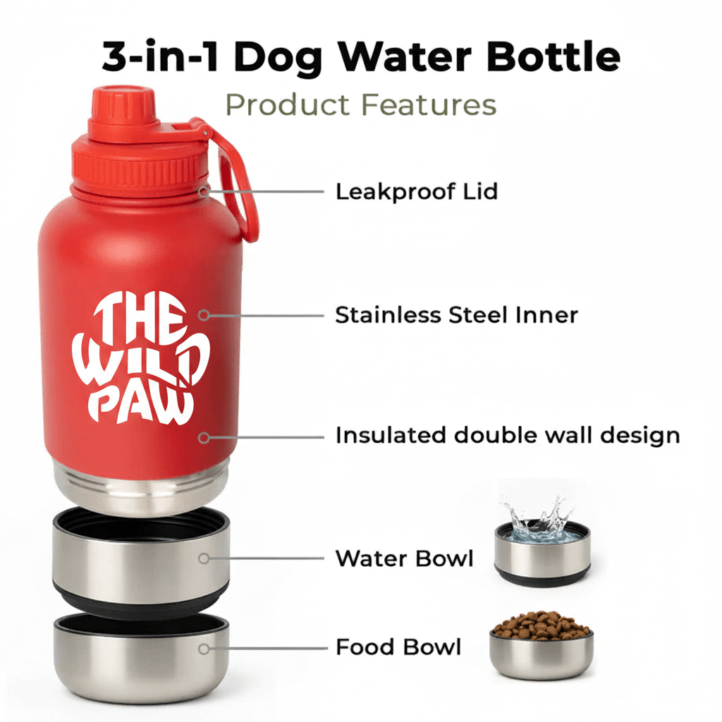 The Wild Paw WildSip 3-in-1 Dog Water Bottle