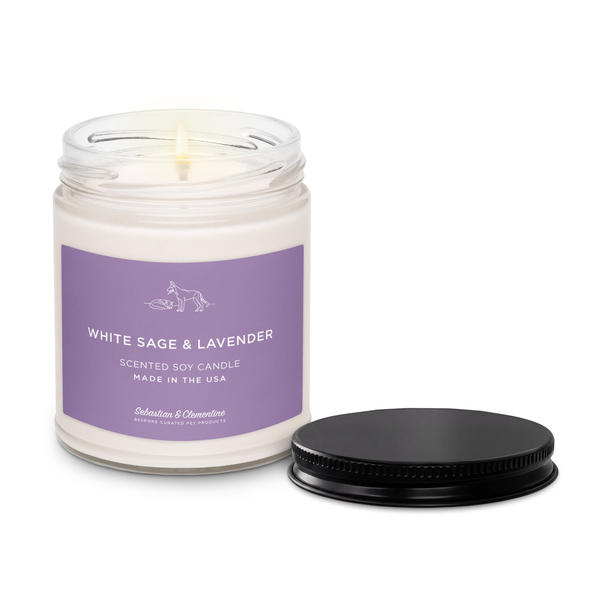 Sebastian & Clementine Scented Soy Candle - White Sage & Lavender