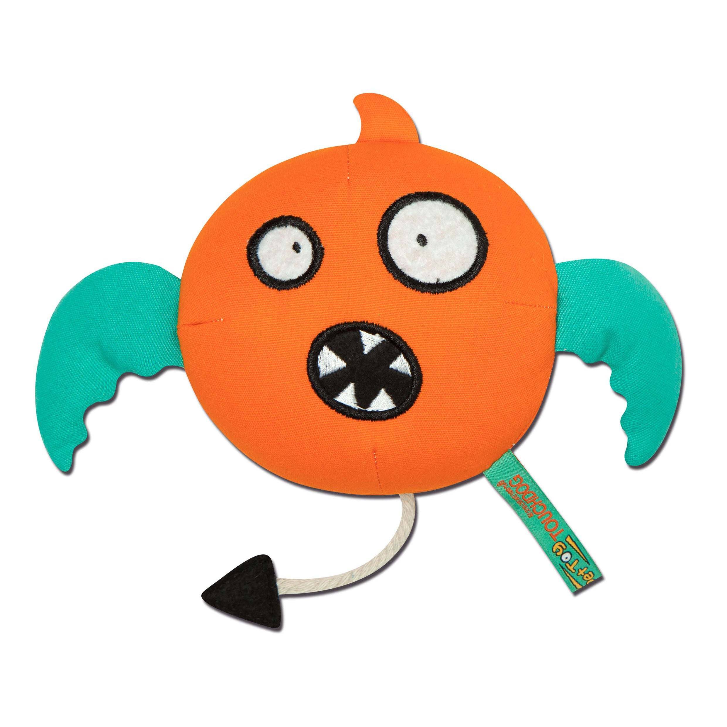 Touchdog® Cartoon Monster Plush Dog Toy - Orange